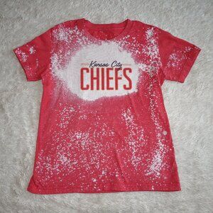 Youth Size Large Bella Canvas Red Bleached KC Chiefs Short Sleeve T-Shirt